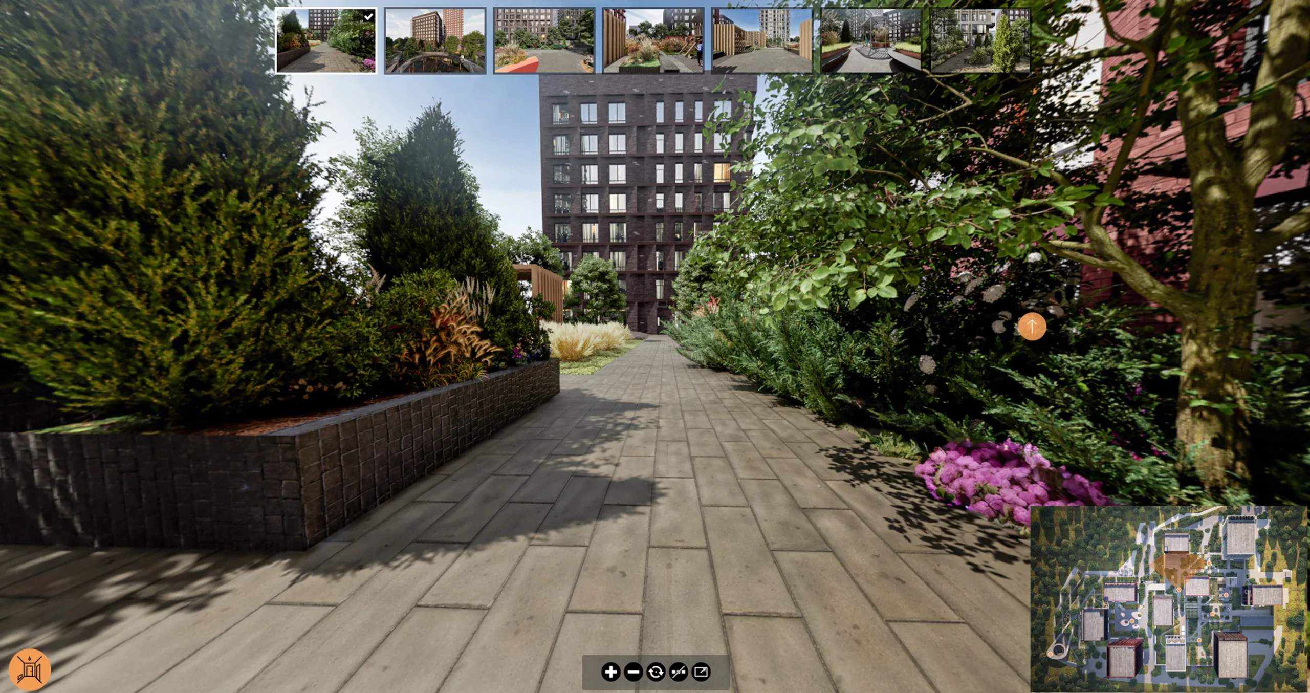 Контент для интерактивной тач-панели — 3D-тур по двору ЖК Urman City